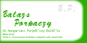 balazs porpaczy business card